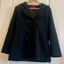 Anne Klein  Wool Pea Coat Hooded Black Double-Breasted Buttons Women's Size PL Photo 7