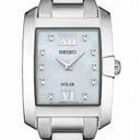 Seiko New!  Women's Solar Dress Watch #SUP377 Silver Diamond & Mother of Pearl Photo 2