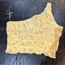 BP . Women’s crop yellow top size‎ large one shoulder floral Photo 3