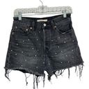 Levi's Levi’s Premium Studded Wedgie Cutoff Shorts in Black Denim - Size 27 Photo 1