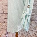 Como vintage  Womens Blouse Top Roll Tab Sleeve Button Stretch Mint Green Size XL Photo 3