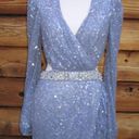 Mac Duggal NWT  Gorgeous Sequined Faux Wrap Cut Out Puff Sleeve Gown Dress Photo 8