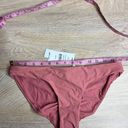 PilyQ NWT  Lotus Basic Ruched Full Bikini Bottoms Mauve Pink Hipster Low Rise M Photo 5