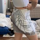 EXPRESS White and Silver Sequins Mini Skirt Photo 4