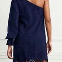 Hill House NWT  Mila Dress One Shoulder Navy Linen Blue Eyelet Sz S Photo 1