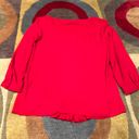 Ann Taylor LOFT Red Sheer Business Work Blouse Top Dress Shirt 3/4 Sleeves Small Photo 4