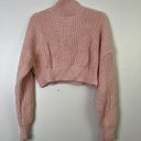 Lovers + Friends  Mockneck Cropped Loose Knit Pink Long Sleeve Wool Blend Sweater Photo 7