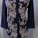 The Loft "" BLUE & BEIGE FLORAL 3/4 SLEEVES LIGHTWEIGHT SHIFT SHIRT DRESS SIZE: S NWT Photo 3