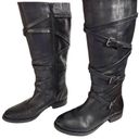 Arturo Chiang  black leather buckle tall boot moto size 7 Photo 4