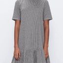 ZARA  Jacquard Houndstooth High Neck Short Sleeve Ruffled Hem Mini Dress Photo 0