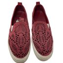 Nine West  Oletta Perforated Sneaker Lasercut Red Burgundy Suede Slip-on Size 8.5 Photo 1