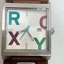 Roxy  women 26mm silver tone Quartz analog date watch brown leatherband w/battery Photo 1