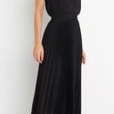 Petal and Pup  Dominique Black Satin Pleated Maxi Dress 4 Photo 5