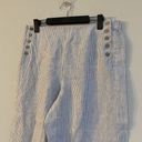 J.Jill  Love Linen Pants Medium Blue White Cropped Wide Leg Striped Nautical Photo 2