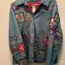 Coldwater Creek Vintage  Embroidered Denim Jean Floral Jacket Photo 0