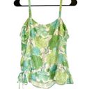 Ann Taylor Loft XS Floral Chiffon Ruffle Cami Tank Top Green White Blouse Shirt Photo 1