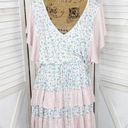 StitchDrop Mendocino Flutter Sleeve Ruffle Dress Pink Blue Small Floral Photo 1