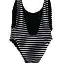 Aerie  Striped u-back high cut One Piece Bathing Suit women's extra large black Photo 1