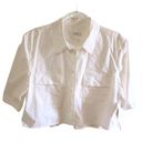 Equipment ‎ Cropped Button Down Shirt Womens Size L Collared Pockets White Photo 1