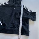 Adidas  Hoodie Womens Small Black Drawstring 3 Striped Pullover Cotton Photo 4