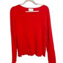 Belle France Sweater Long Sleeve 100% Cashmere Lettuce Hem Pullover Red Medium Photo 0