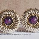 David Yurman  Amethyst Cable Earrings in Sterling Silver & 14 K Gold Photo 1