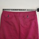 Loft  Womens 10 Magenta Pink Black Button Flap Pocket Diamond Tweed Pencil Skirt Photo 4