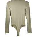 JLUXLABEL Fleece Lining Long Sleeve Thong Bodysuit In Sage Photo 5