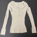 Mossimo Supply Co Mossimo Rib Knit Henley Women’s Top Cream Photo 0