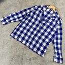 J.Crew  Long-Sleeve Flannel Pajama Short Set In Buffalo Check Blue White Size M Photo 4