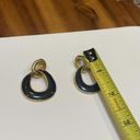 Monet Vintage Signed  Earrings Pierced Gold Tone / Black Enamel Dangle Photo 5