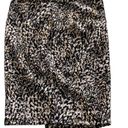 Bar III  Skirt Womens Medium Black Cream Tan Print Asymmetrical Faux Wrap Poly Photo 1