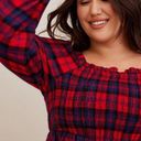 Torrid  Red Plaid Brushed Rayon Acrylic Smocked Babydoll Top Sz.2 NWT Photo 2