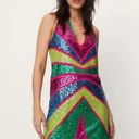 Nasty Gal Sequin Color Block Plunge Mini Dress Photo 0