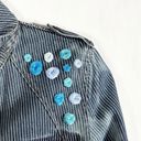 DKNY  Small Jean Jacket Reworked Denim Hand Embroidered Bleached Distressed 509 Photo 6