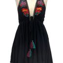 Free People  Lovers Cove Embroidered Tassel Mini Dress in Black Size XS Photo 0