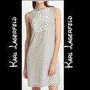 Karl Lagerfeld  Lace-Yoke Jacquard Black and White Shift Dress Photo 2