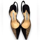 Manolo Blahnik  Sz 38 1/2Snakeskin Brown Pointed Stiletto Slingback Heel Pumps Photo 6