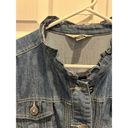 Christopher & Banks  Stretch Denim Jean Jacket Ruffle Trim Women’s Size XL Photo 3