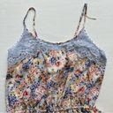 In Bloom by jonquil Pajama Romper Light Blue Lace Tie Floral Spaghetti Strap Med Photo 5