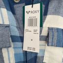 Roxy NWT  Both Ways Cropped Plaid Button Down Shirt Blue Size M Photo 6