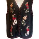 heirloom collectibles  XL Vintage Y2K Black Red Appliqué Christmas Sweater Vest Photo 0