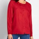 Modcloth  Ruffle Collar Blouse The Frill Of It Top Red S Photo 1