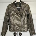 Banana Republic  Brown/Gray 100 % Leather Moto Zip Front Jacket Size Small Photo 0