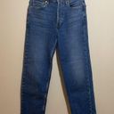 RE/DONE  High Rise 70s Stove Pipe Button Fly Raw Hem Denim Jeans Size 26 Photo 4