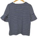 Draper James Navy Blue Stripe Ruffle Short SleeveT Shirt Small Photo 3