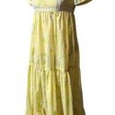 Daisy Vtg 1960s Pale Yellow  Floral Dot Textured Puff Sleeve Maxi Prairie Dress 2 Photo 0