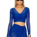 GIGI C Tina Wrap Mesh Top in Cobalt Large New Womens Swim Cover Up Blue Photo 0