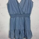 American Eagle  Denim Blue Chambray Ruffle Romper Jumper Size Large Photo 2