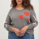 Torrid  Love Hearts Gray Red Long Raglan Sleeves Pullover Crew Sweater Top Size 4 Photo 1